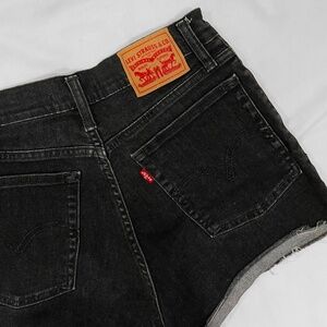 Levi's Black Denim High Rise Stretch Shorts